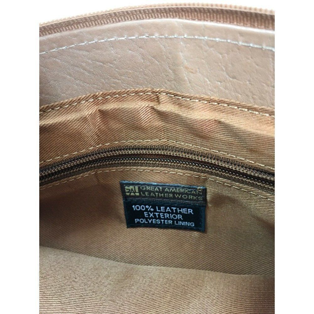 GREAT American Leather Works Crossbody Shoulder Bag Purse Handbag Tan Brown VGC - Picture 5 of 9
